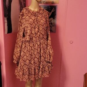Lauren Conrad Stylish Brown Floral Patterned Dress